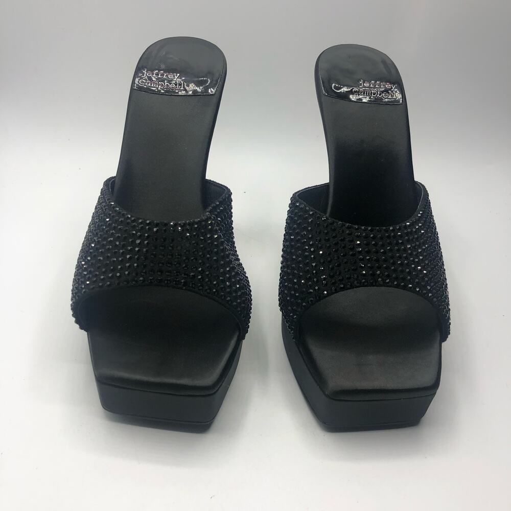 Jeffrey Campbell HollywoodJ Rhinestone Platform Square Toe Mule Black US 8 - Picture 3 of 11